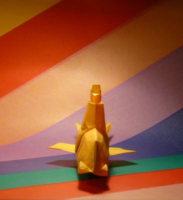 « Sous-marin » de Sergio L. Guarachi V., en papier double soie (40g), carré d’environ 40 cm de coté
