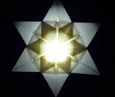 Tentative d'étoile
Etoile obtenue à partir du démarrage de la boîte 6 coeurs avec du papier cuisson. Ca n'a pas l'élégance des étoiles de Tomoko FUSE mais ça s'en inspire...
