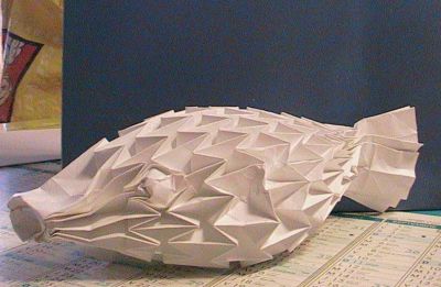 tesselation du hérisson à l'envers
première tentative pour plier le fugu de Sipho Mabona.
