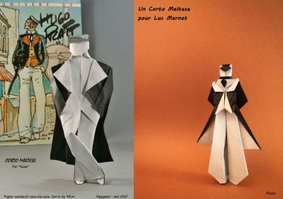 Un Corto Maltese pour Papygami
A Gauche, mon Corto plié par Papygami; à droite un Corto inventé en sa mémoire.
