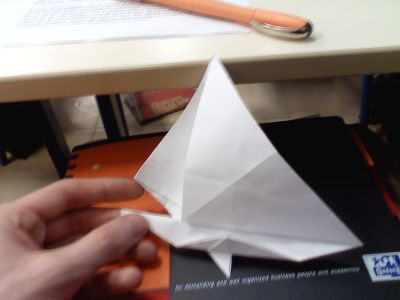Un voilier
Ca c'est une bestiole pliée il y a un peu plus de 2 ans. Maintenant que j'en connais un peu plus, j'aurai du faire un closed-sink fold au niveau de la coque en pas. Je suis cependant assez content du résultat :)
