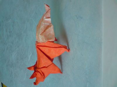 Renard de Nicolas Terry
Plié dans un contrecollé au MC de mûrier orange/blanc de 20*20 cm
