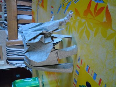 Cambaco de Roman Diaz
Plié en wet folding dans un carré de papier peau d'éléphant de 35*35 cm.
