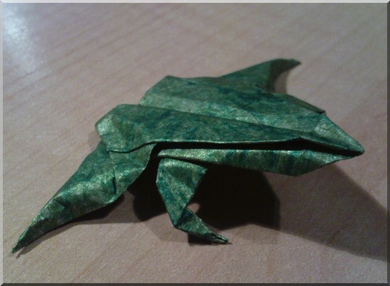 Grenouille
Ma grenouille en papier sandwich soie/alu/soie
