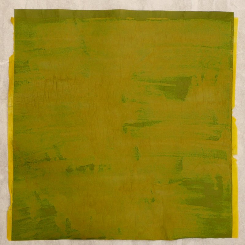 Papier pour une écrevisse
deux couches de papier de soie contrecollées au MC - les bords montrent les couleurs d'origine
