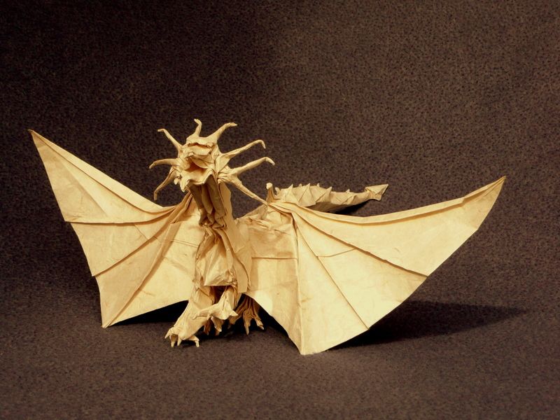Ancien Dragon d'après Satoshi Kamiya
premier essai, double couche d'unryu + MC ( 1m x 1m )
