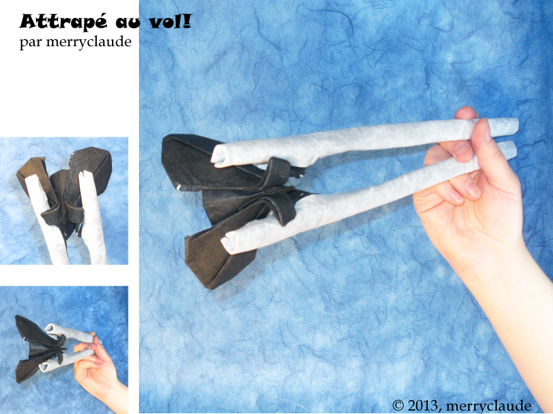 Attrapé au vol! par merryclaude
Carré de Murier double (MC) d'environ 65 cm.
Plié en Box Pleat.
