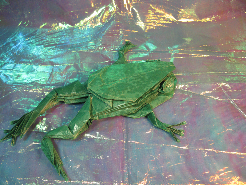 Tree Frog 3.6 de Petr Stuchly-côté
Challenge de pliage
Carré de 50cm
Double soie-traité et modelé au Vernis (à base d'eau)
