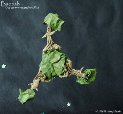 Baobab
Papier sandwich: Éléphant et Unryu
Triangle équilatéral de 70 cm (hauteur)
Modelé en Wetfolding
