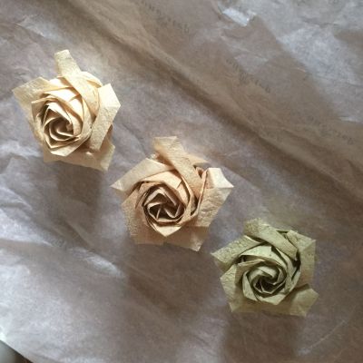 Rose de Naomiki Sato pliées dans mon papier (mûrier, figuier, ortie)
