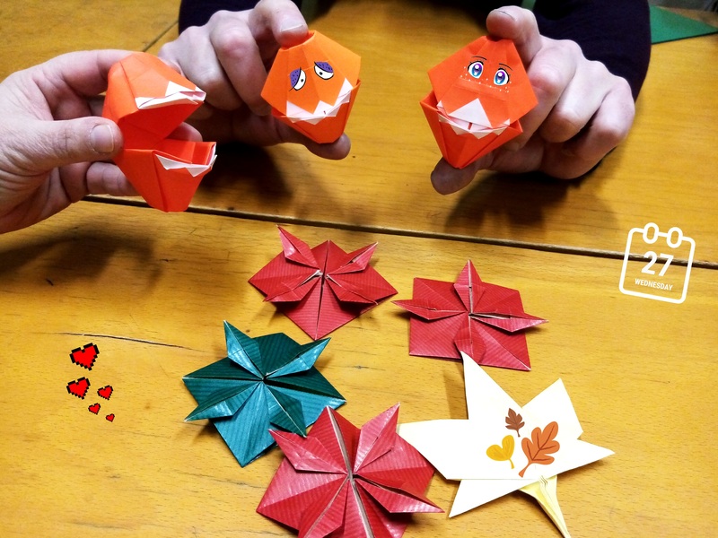 Soupe de courge - 27 oct 21
- Citrouille bavarde (Origami + Alias Steph Gigandet)
- Feuille d’érable en cours (Ayako Kawate NOA 555)
