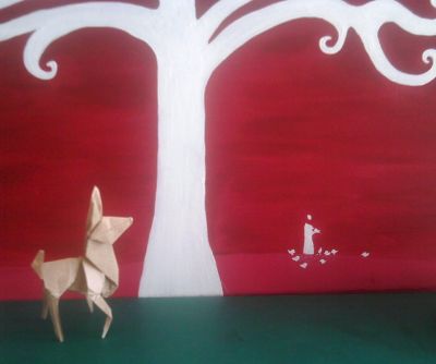 La biche - Christophe Boudias
Sur fond d'un tableau par Anita Morin
