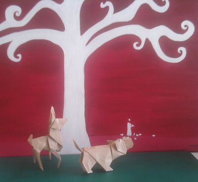 Et tout ça vous donne un petit air de chez D..y, non?
Sur fond d'un tableau par Anita Morin
