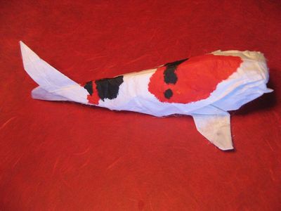 Carpe Koi multi-tâches
Modèle de de M. G. Lafosse, en papier blanc mûrier double traité au MC.
Mots-clés: poisson carpe koi tâche rouge noir MC mûrier Lafosse