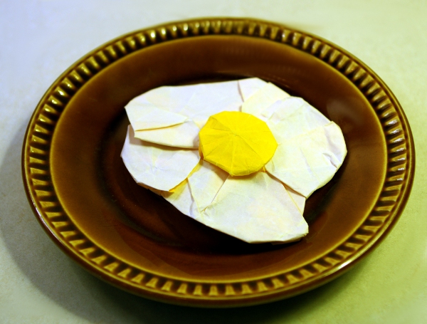 Oeuf sur le plat - Design by Sebl
Plié dans un papier origami de 15cmx15m
