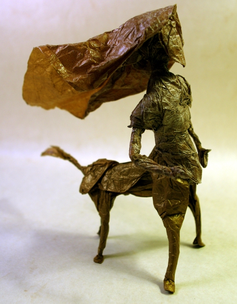 Sagittaire de profil
Papier de soie métallisé bronze 50*50 cm prétraité à la colle vinylique.
