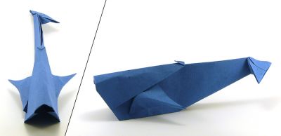 Baleine bleue
Papier : Kraft bleu 25x25 60g
C'est pas le modèle que je prefère. J'aurais surement pu faire mieux niveau modelage, mais ca m'a pas donner envie.
