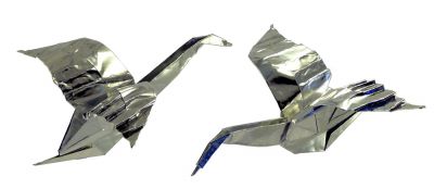 Oie cendrée en vol
Papier : Papier origami argenté en 15x15 55g

