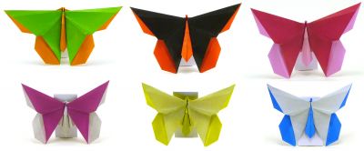 Papillon hommage
Modèle de M. Laffose en hommage à Eric Joisel
2 types de papier :
- En haut papier bicolore origami de 17.5x17.5
- En bas papier origami 15x15
