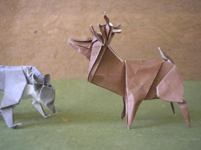 le cerf domine le loup
le loup (auteur inconnu)
et le cerf de Lionel Albertino, 1991
