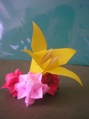 des fleurs
lys traditionnel et des roses dont je ne connais pas l'auteur, issues d'un vieux livre d'origami
