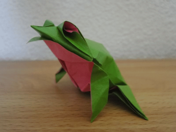 Petit crapeau / Little toad / Sapito
Magnifique modèle, très expressif, que j'aime beaucoup.
Papier origami 15x15 cm traité au vernis du côté vert avant pliage
Auteur : Diaz, Roman
Diagramme : Origami Essence par Terry Nicolas
Mots-clés: Origami Petit crapeau Little toad Sapito