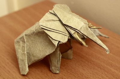 African Elephant de Robert J. Lang
Carré de papier de soie métallisé 30 cm
