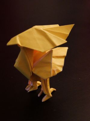 Chocobo 
17*17, papier origami standard, plié à partir du livre Works of Satoshi Kamiya
