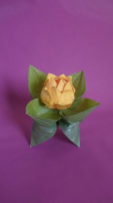 "rose de lys en feuilles"  - Chtik / Dimitry Lysiuk
feuilles : 2 carrés soie métallisé 12-13cm  sur la base de "Clematis Sibirica" de Dimitry Lysiuk
fleur : 3 carrés "paper touch" 10cm 
