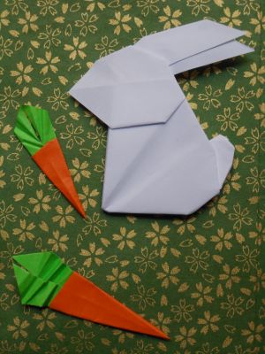 Lapin 2D avec carottes 2D
Carte postale de printemps
