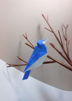 Geai bleu 1ère version : Bleu de cobalt "imitation" et outremer

