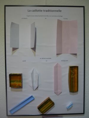 Panneau explicatif : variations et divers format sur la caillotte traditionnelle. Conçu par Cathie.
