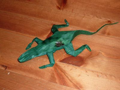 Lézard de Robert J. Lang (Origami design secret)
Double soie MC (30 cm)
