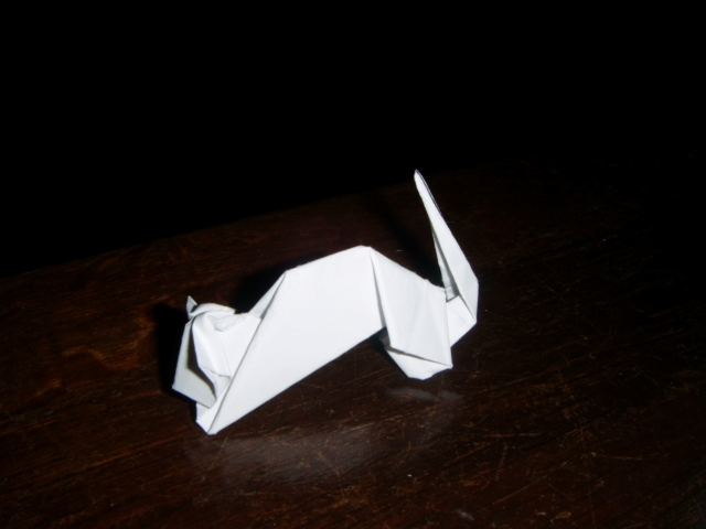 Chat de Toshie Takahama
Diagramme dans le livre l'origami de A à Z de Ashley Wood 
Plié dans une feuille de papier d'imprimante carré de 15x15cm.

