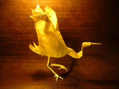 Crane
De Roman DIAZ et Daniel NARANJO. soie Unryu (60 cm). Pliée en sept 2011.
