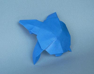 Tortue de Jens Kober 01
Pliée en kami de 15cm de côté, cette tortue marine est relativement simple et à le côté "mignon" des tortues à la naissance. J'ai simplifié le modelage de la carapace (quelques crimps en moins) et donné du volume aux pattes avant.
Mots-clés: Tortue turtle Jens Kober
