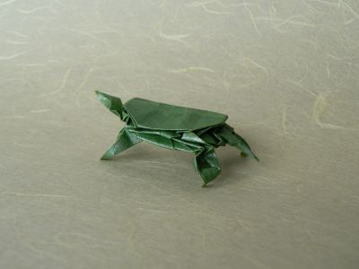 Tortue de Robert Lang 01
En soie métallisée, cette tortue mesure 5cm de la tête à la queue. j'ai simplifié le modelage des pattes.
Mots-clés: Tortue turtle Robert Lang