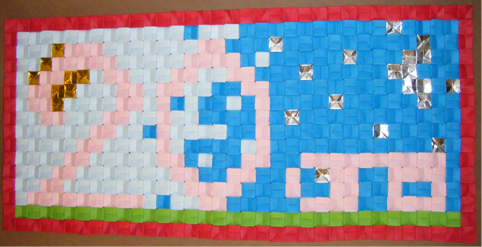 20 ans
Créateur : Claude Malaingre
Type : Modulaire pixel art
Nombre : 544 modules
Papier : Métallisé et papier d’imprimante coloré
Taille papier : 7.5 x 4.8 cm
Taille modèle (L x l x h) : 64.5 x 30.7 x 0.7 cm 
