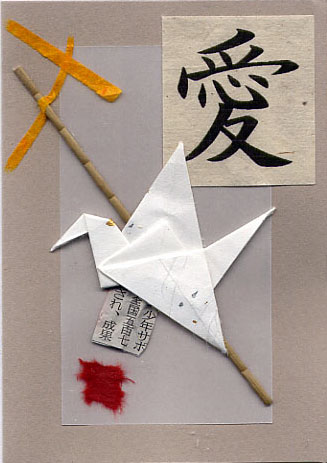 carte-tableau LOVE flapping bird
carte flapping bird-origami et collage
