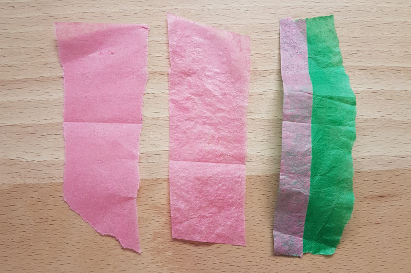 De gauche à droite : soie normal, soie avec une couche de MC, double soie collé MC
