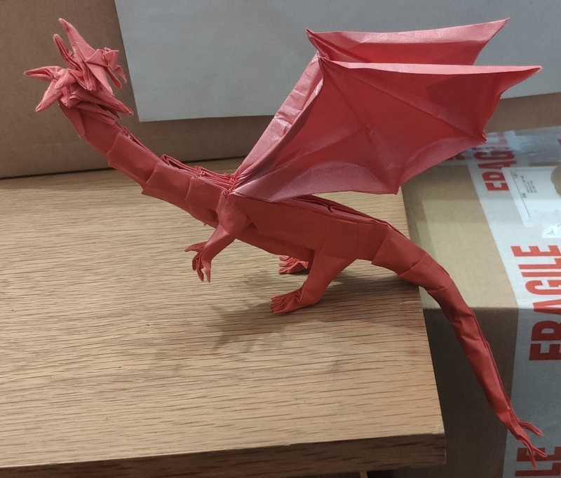 Western dragon de Shuki Kato
Plié en soie métallisé 60cm
