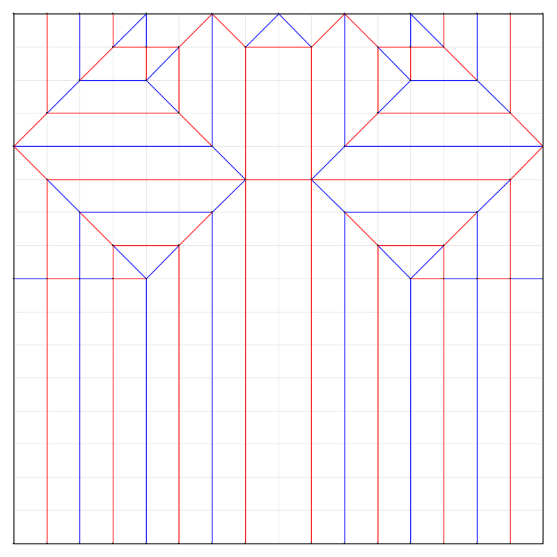Jeune femme à la robe - diagramme de plis
Le diagramme de plis, dessiné à la main sur la base pliée, puis généré avec oriedita.
